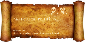 Paulovics Milán névjegykártya