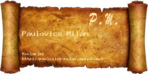Paulovics Milán névjegykártya