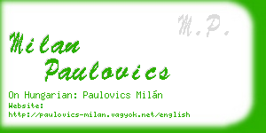milan paulovics business card